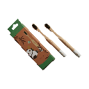 Back of 2 Bamboo Toothy of with Charcoal Bristles 