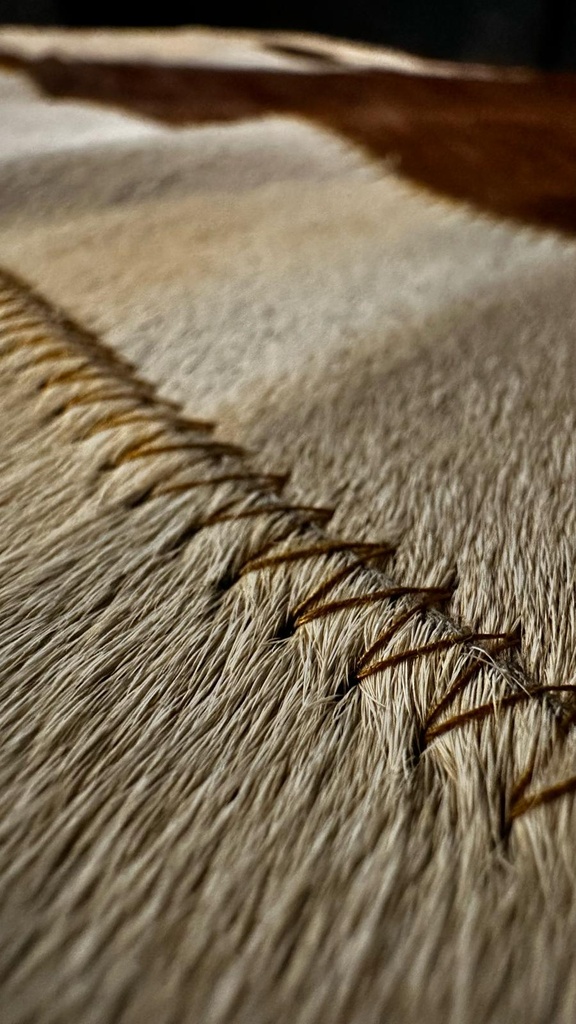 Genuine leather rug non Folded